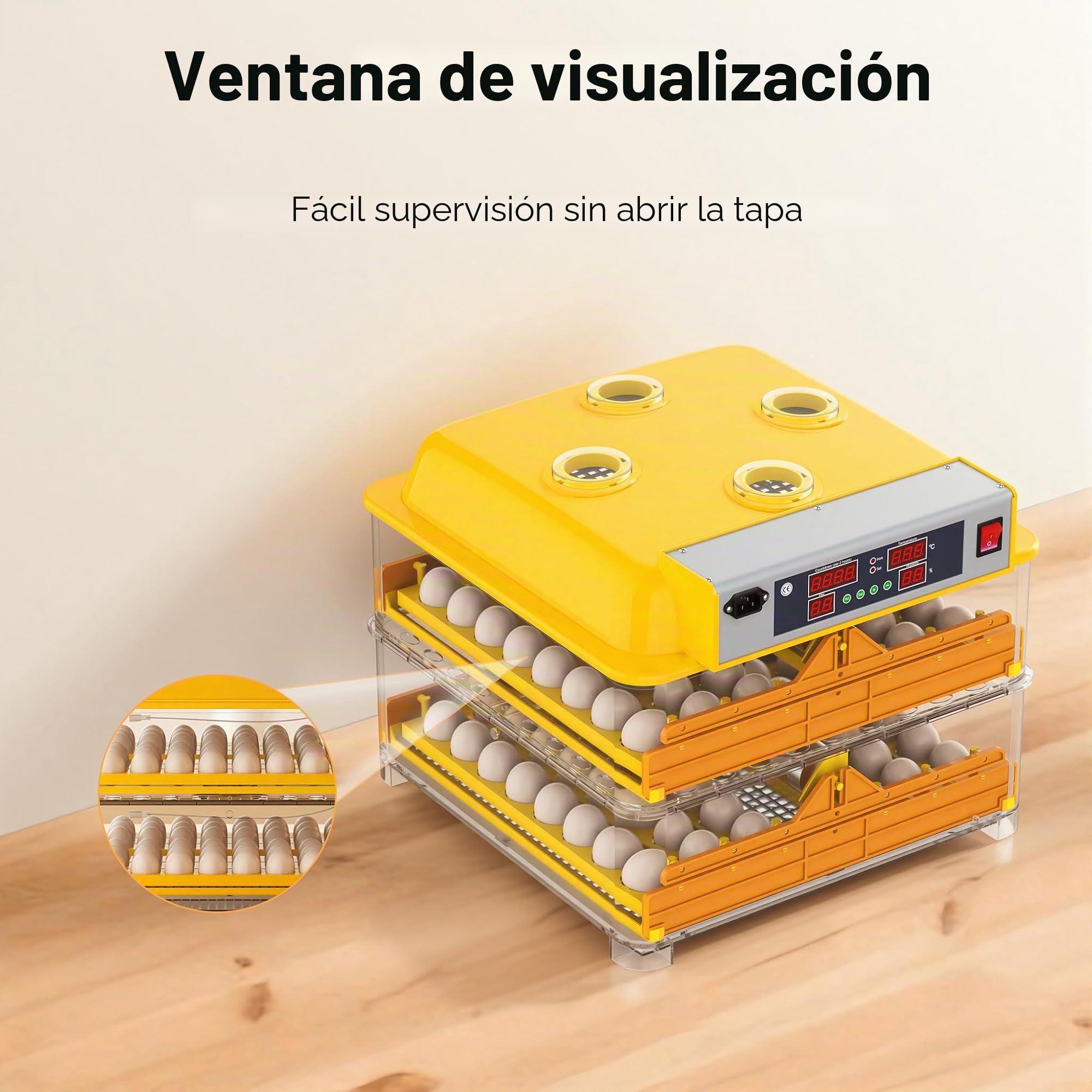 Incubadora automática capacidad para 96 huevos de gallina, aves de corral, pato, codorniz, reptil