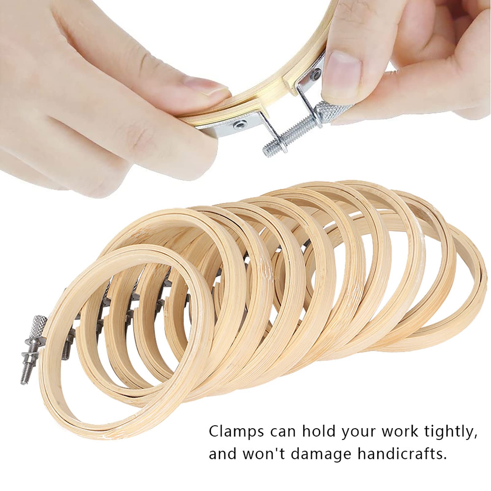 24-teiliges Stickrahmen-Set, Kreis-Kreuzstich-Reifenring, Bambus-Stickrahmen-Set, Stabile, Verstellbare Ringe für Kreuzstich-Näharbeiten, 9 Cm