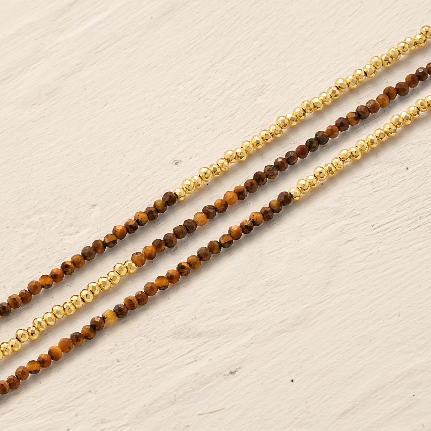 MYEARS Women Beaded Bracelet Gold Double Layer Gemstone 14K Simple Dainty Handmade Chain Everyday Boho Beach Jewelry: Tiger's Eye