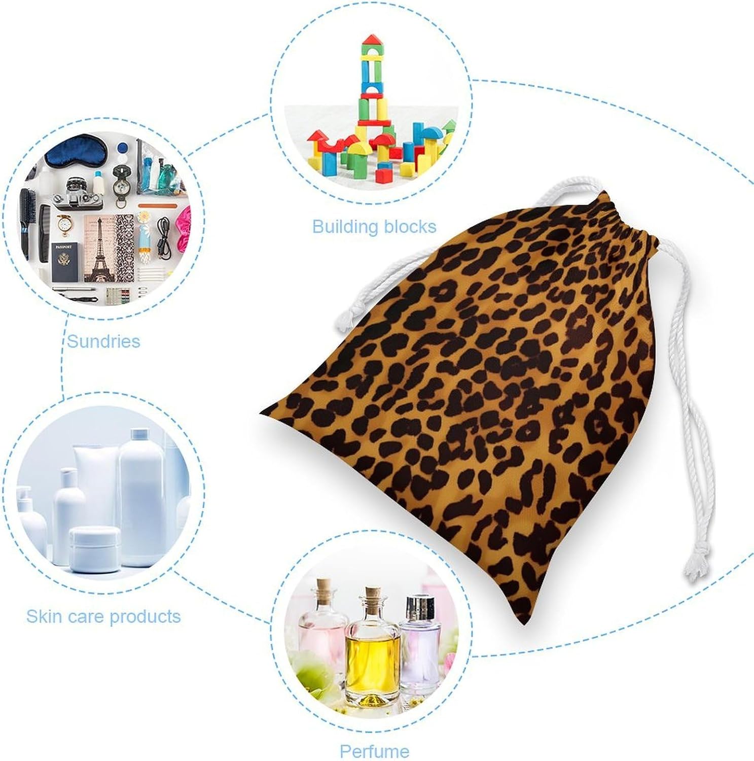 Cotton Small Drawstring Bags, Reusable Muslin Bags with Drawstring Storage Pouch for Bread Produce Grocery Snacks, Cool Cheetah Leopard Gift Bags Canvas Jewelry Pouches for Party Travel 20*25cm image 3