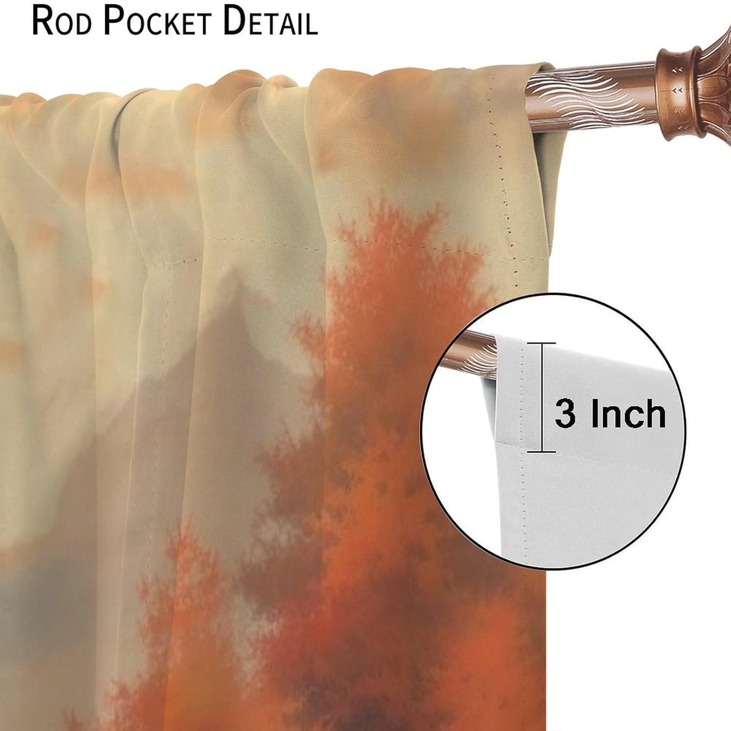 Fall Blackout Window Curtain Autumn Forest Brown Misty Maple Aesthetic Oil Painting for Home Kitchen Livingroom Coffee Room Window Drapes 2Panel 42" W X 45" L