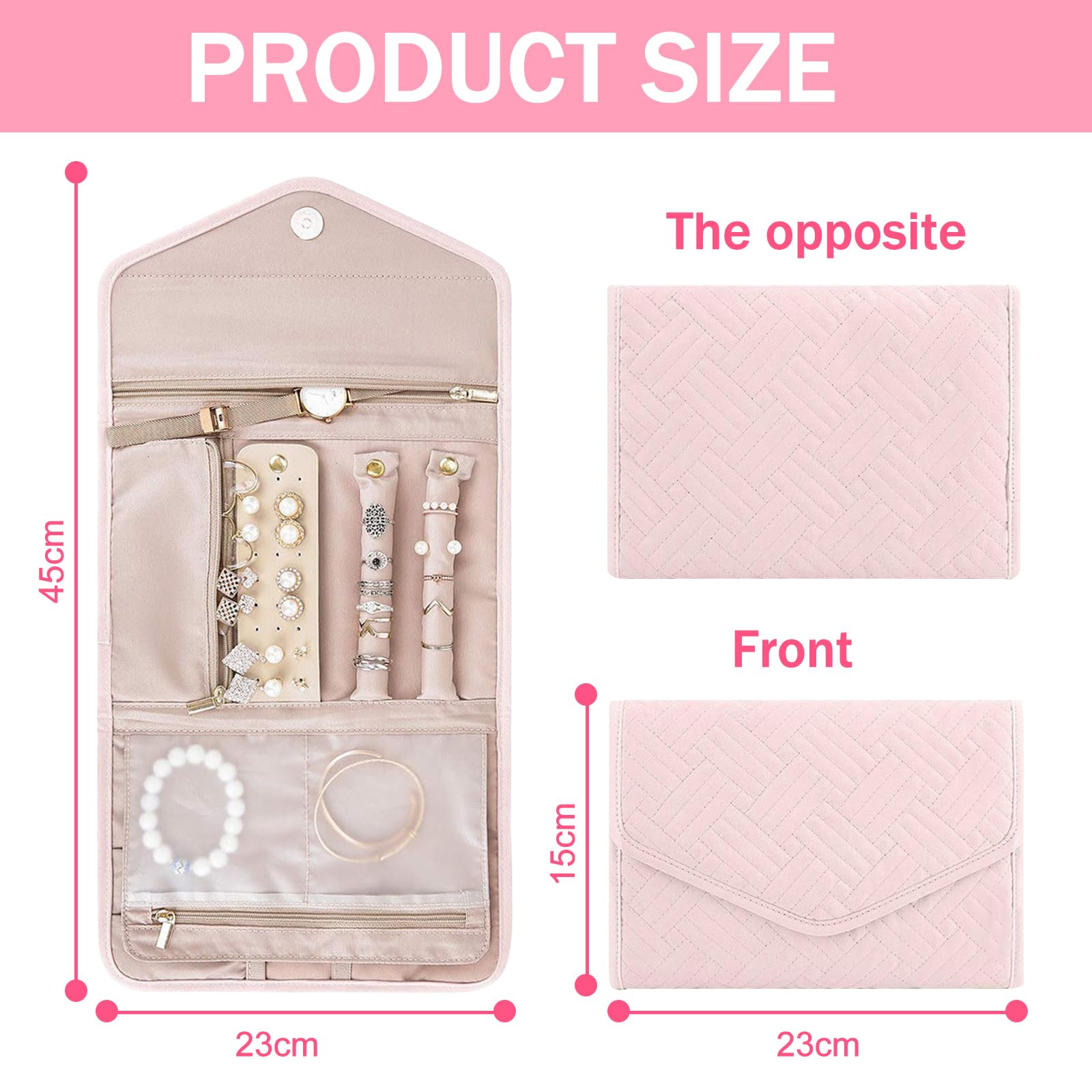 6 piezas Organizador de Joyas, Bolsa de Rollo de Joyería, Bolsa de Almacenamiento de Joyas, con Diseño de Espacio Múltiple, para Collares, Pulseras, Pendientes, Anillos