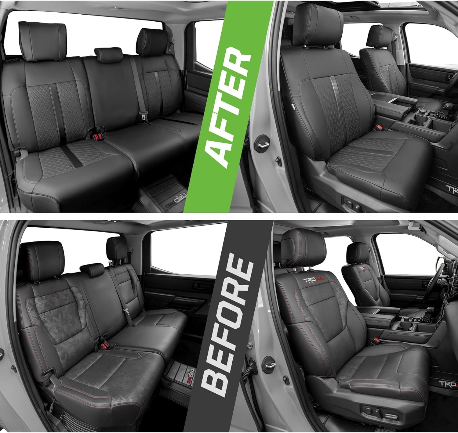 Fit For Toyota Tundra Crewmax Cab & Double Cab Sr Sr5 2022 2023 2024 2025 2026 Custom Car Seat Covers ,Full Covered Faux Leather Waterproof Seat Covers For Trucks,Car Seat Protector Full Set-Black