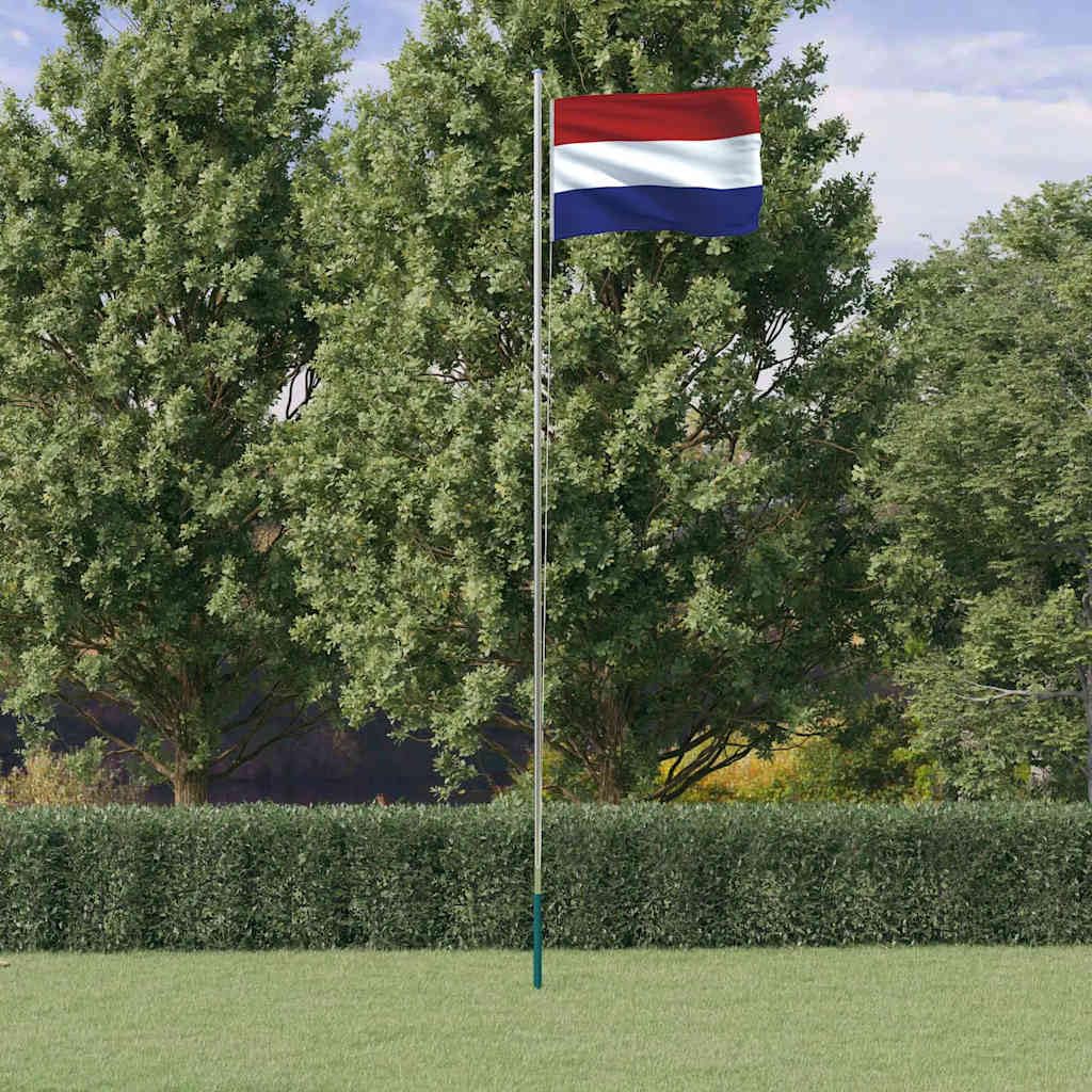 Bandera holandesa de 90 x 150 cm de poliéster resistente con mástil de aluminio ajustable de 6,08 m, juego de mástil resistente a la intemperie para jardín, balcón, terraza, fiesta, cumpleaños