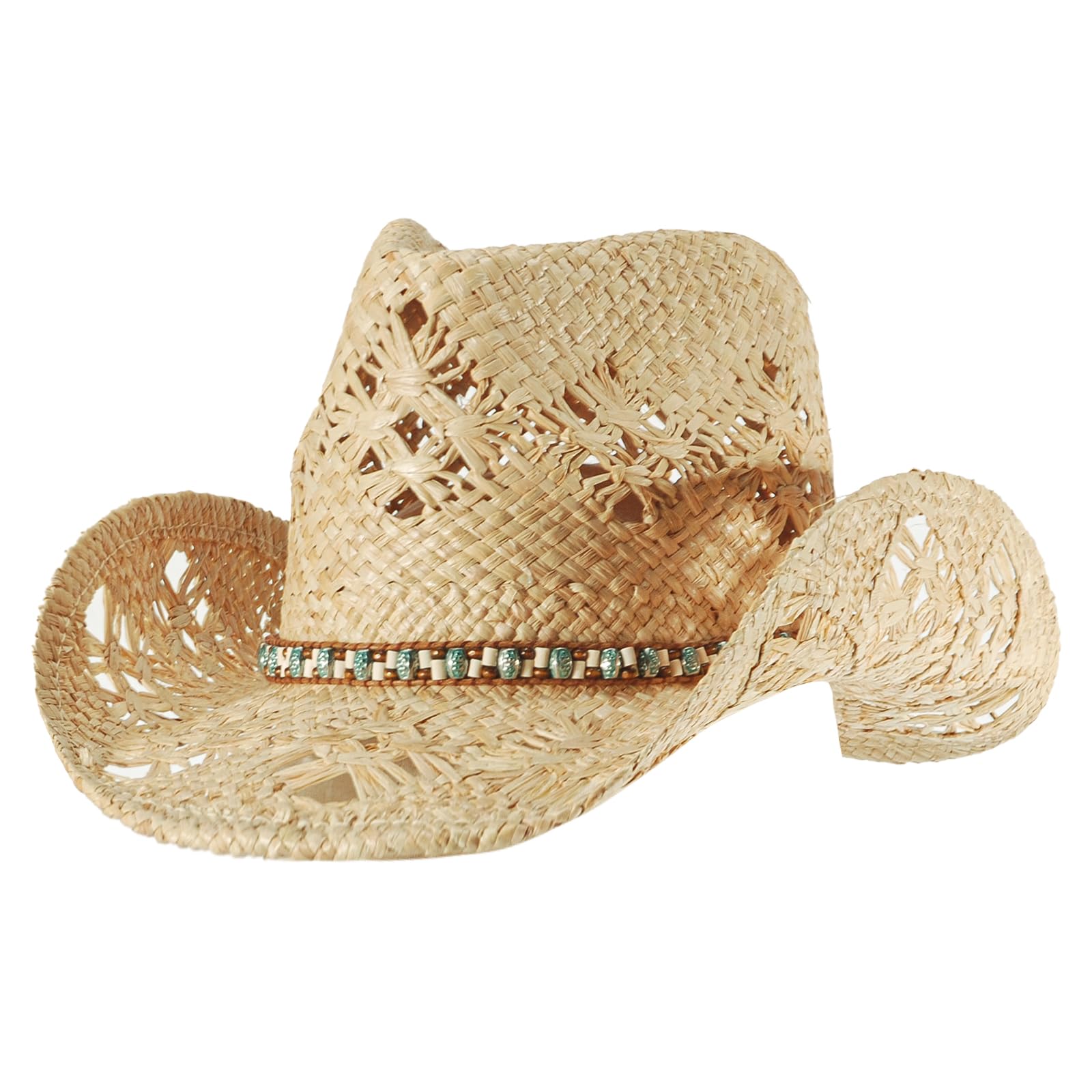 Men's Cowboy Hats Summer Women Beach Cowgirl Hat Raffia Unisex Western Sun Hat
