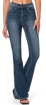 LAMLUCK Women's High Waisted Bell Bottom Jeans Ripped Stretch Skinny Flare Jeans Distressed Wide Leg Bootcut Denim Pants