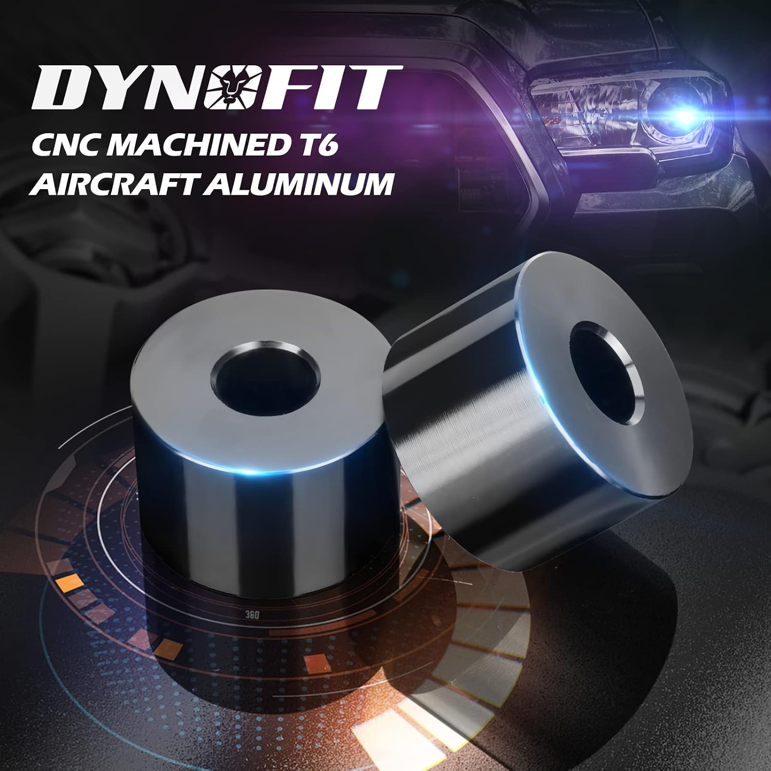 Dynofit Differential Drop Kit for 2005-2022 Tacoma 4WD, 2003-2019 4Runner, CNC Machined T6 Aircraft Billet Aluminum Diff Drop with Skid Plate Alignment Spacer Fit 2005-2015 Fj Cruiser 4X4 (Black)