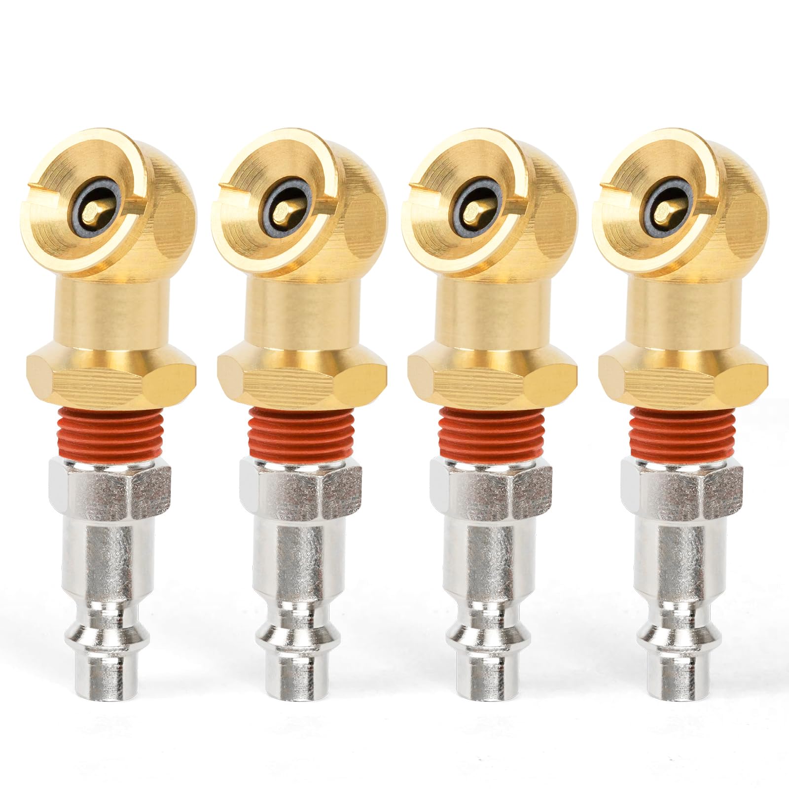 ChillWaves 1/4" Portable Air Chuck，Brass Closed Ball Inflator with 1/4" NPT Industrial Air Plug for Inflator Gauge Nozzle Compressor Accessories，Air