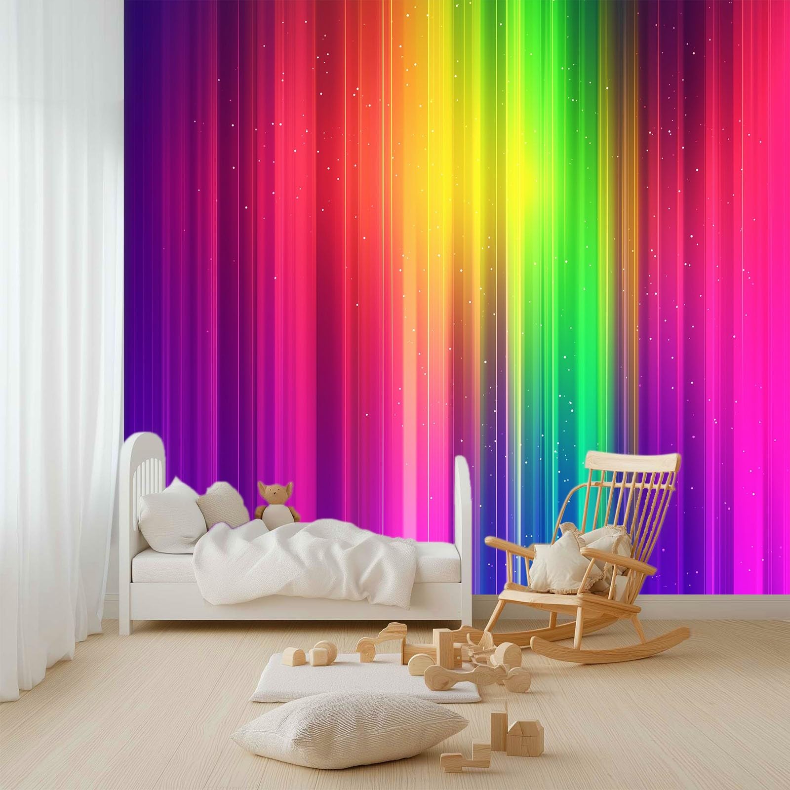 Tapeta Dream Rainbow Stripes Fototapety, kolorowa sztuka ścienna fototapeta, 400 x 280 cm (szer. x wys.) panoramiczny mural sztuka ścienna do salonu sypialni pokoju dziecięcego korytarza