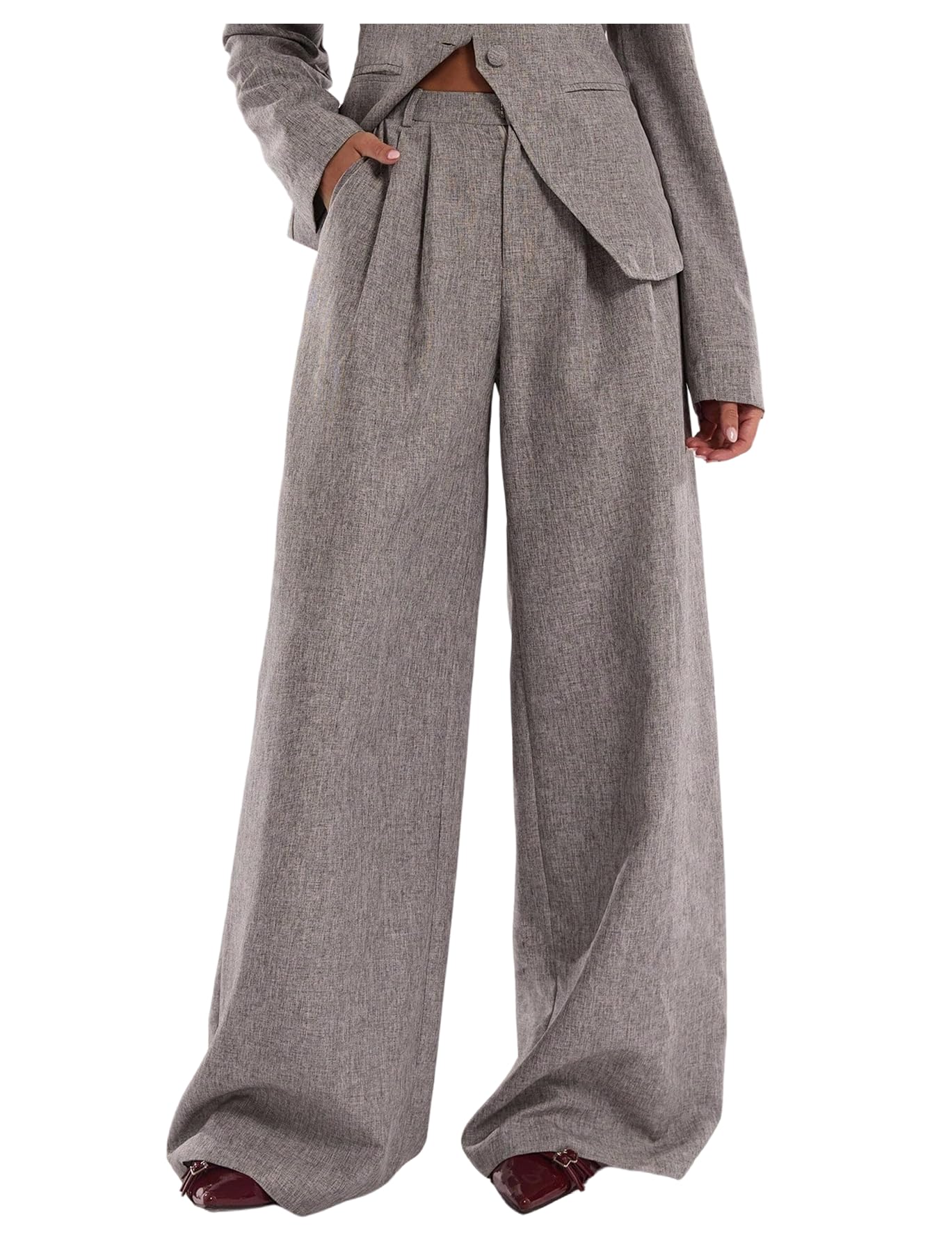 GORGLITTER Womens Wide Leg Dress Pants Pleated High Waisted Work Trousers Business Casual Outfits