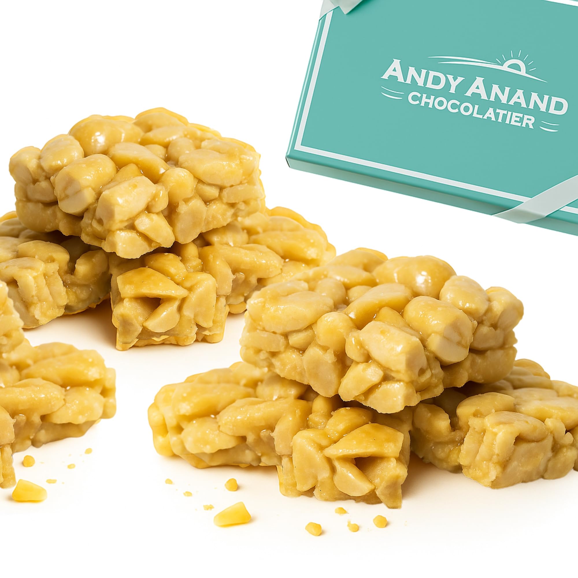 Andy Anand Chocolatier Sugar Free Peanut Brittle - Handcrafted Gluten Free Peanut Brittle Crunch, Diabetic Snacks for Adults, Gourmet Low Carb & Vegan Friendly Guilt Free Old Fashioned Candy (1 lb)
