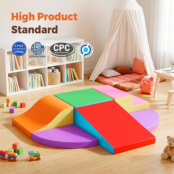 Parcours motricité bébé,6 Pièces Module Motricité Enfant Cuir PU Blocs Mousse Éducatifs - EPE Jouets Descalade Bébé Structure d'escalade Antidérapante - 2