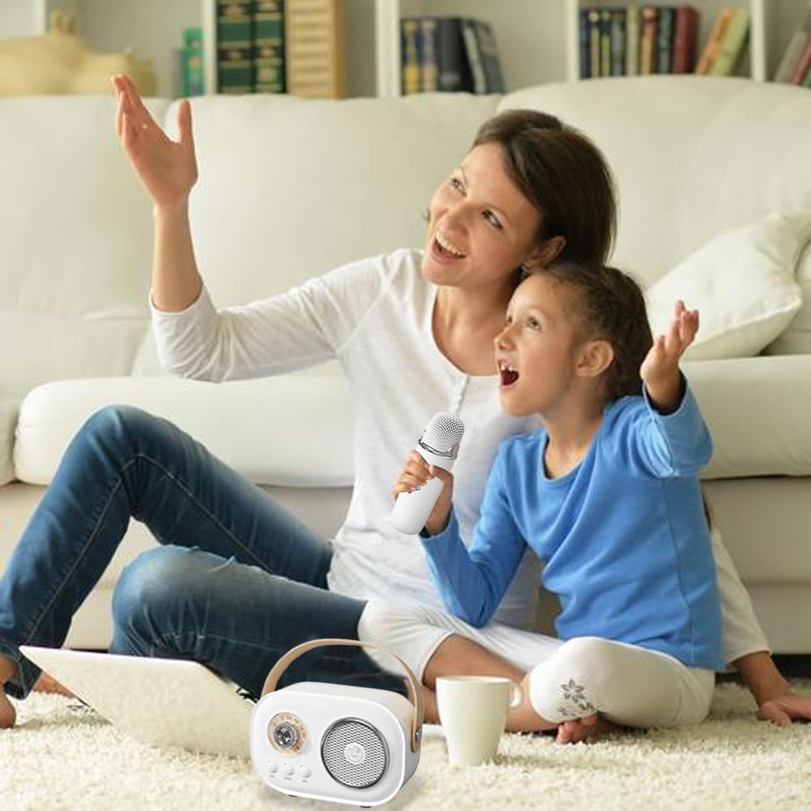 Set microfono per karaoke per bambini, karaoke con due microfoni | con cavo di ricarica, altoparlante per l'intrattenimento domestico per le donne
