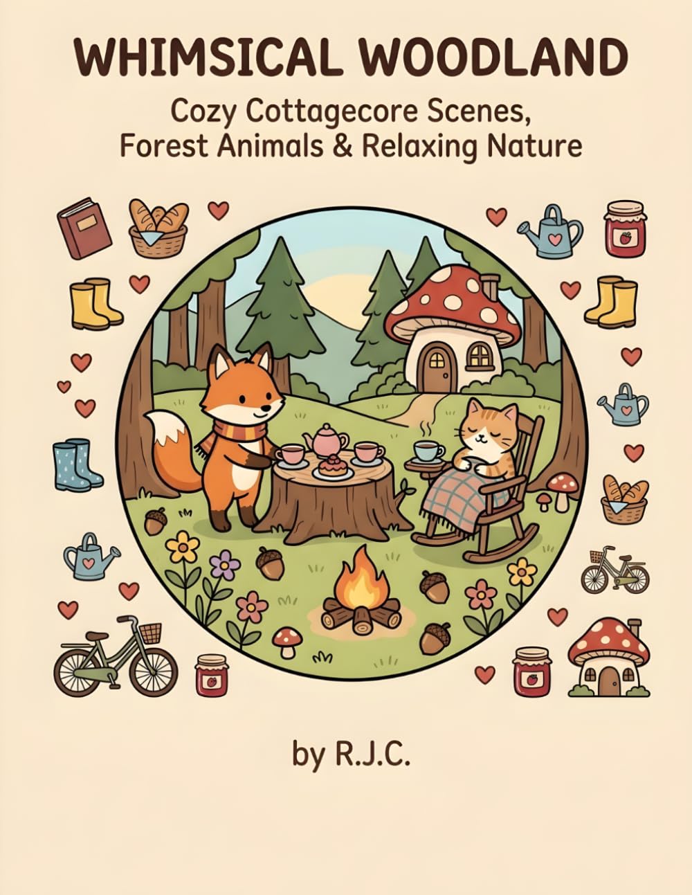 Whimsical Woodland Coloring Book: Cozy Cottagecore Scenes, Forest Animals & Relaxing Nature