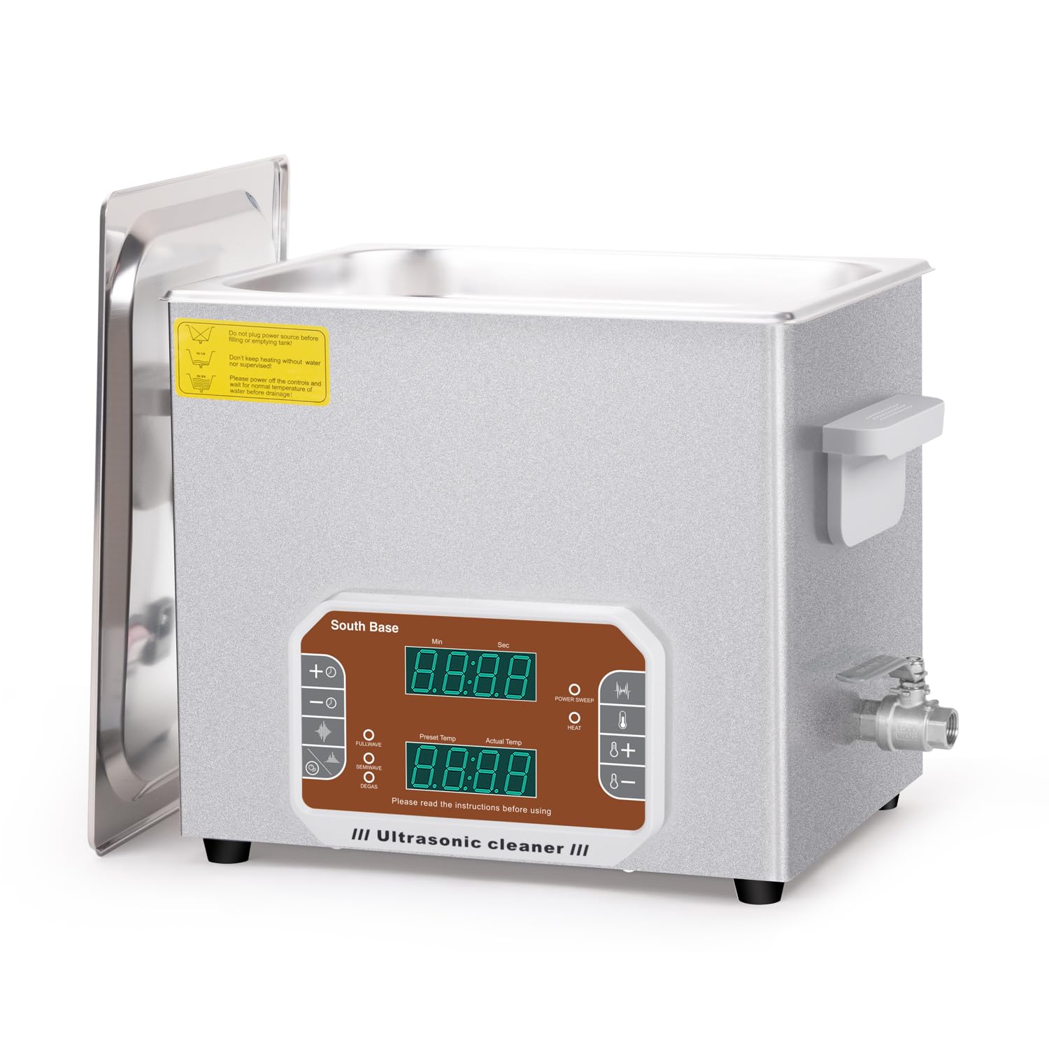 SOUTH BASE Pulitore a Ultrasuoni, 10L con Cestello, Timer e Riscaldatore, Macchina per Pulizia a Ultrasuoni a Controllo Touch 240W per Pulire Pistole, Motori, Parti del Carburatore, Catene.