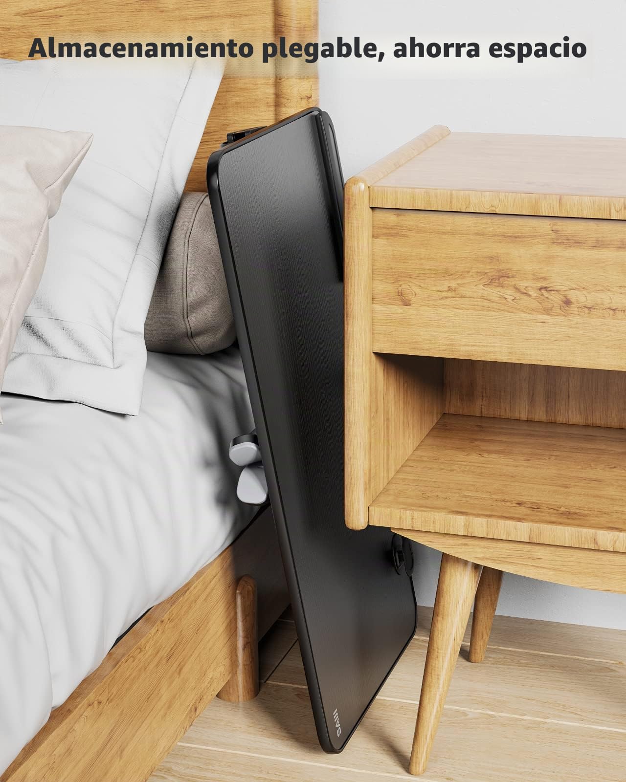 Mesa, SAIJI Mesa Plegable,Altura Ajustable, Soporte para Computadora Portatil en 5 Alturas, para sofá, Suelo, Trabajar, estudiar, Leer, Escribir, caben hasta 17 "portátil (52 * 30cm Negro)