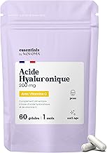 Pure Hyaluronic Acid, 60 Vegan Capsules, Anti-Aging + Anti-Wrinkle, 800-900 kDa, 1 Month Cure, Skin Hydration, With Vitamin C, Made in France, Essentials by NOVOMA