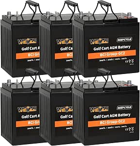 WEIZE GC2 6V Golf Cart Battery, 240ah Deep Cycle AGM Battery for Golf Cart, Scissor Lift, Scrubber Sweeper, Set of 6