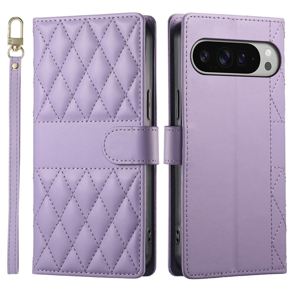 Étui pour Google Pixel 9A en cuir violet idéal pour vos sorties urbaines - 8