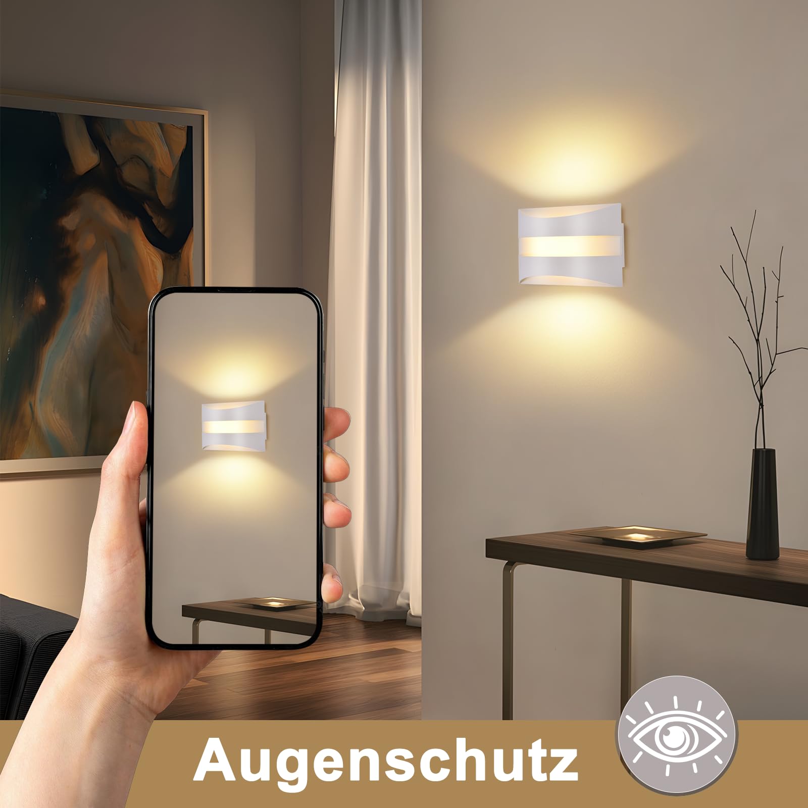 Homefire LED Wandleuchte Innen Wandlampe 4ER 5W Weiß Modern Design | Wandbeleuchtung Wohnzimmer 3000K Up and Down Leuchten Flur Lampe Wand Aus Metall+Acryl Wandlicht für Schlafzimmer Treppenhaus