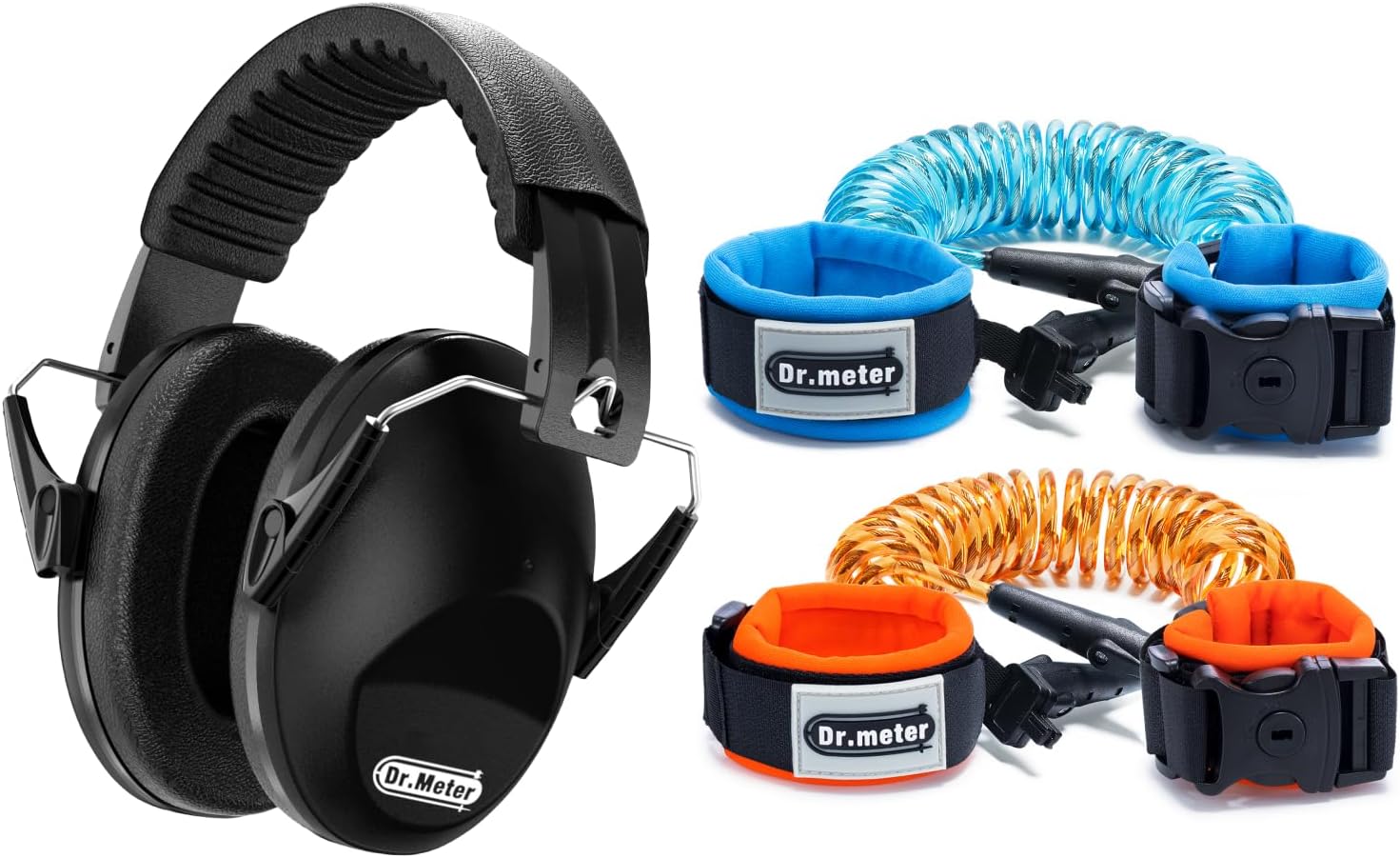 Black Kids Earmuff + 2Pack Toddler Leash