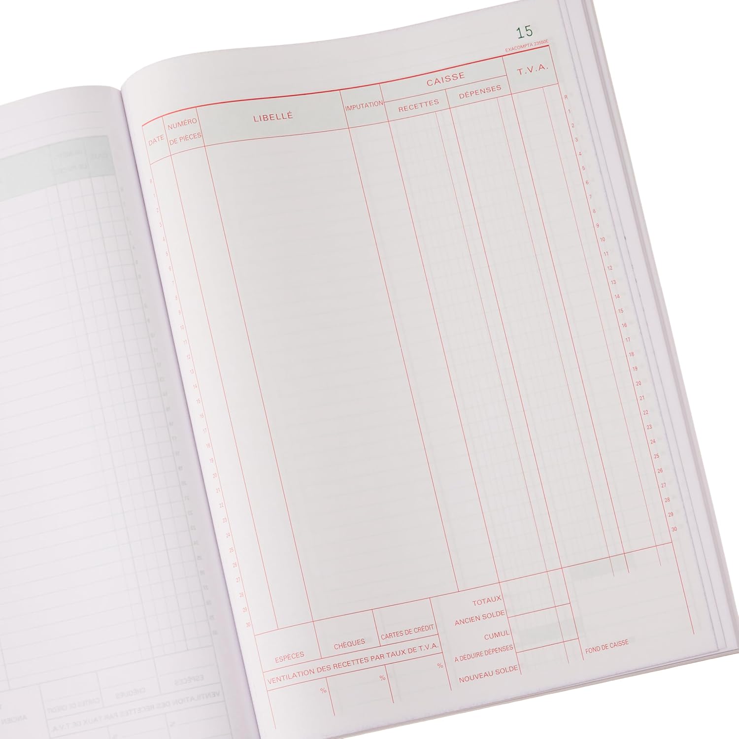 Exacompta A4 Vertical Duplicate Carbonless Copy French Printed Cash Record Book