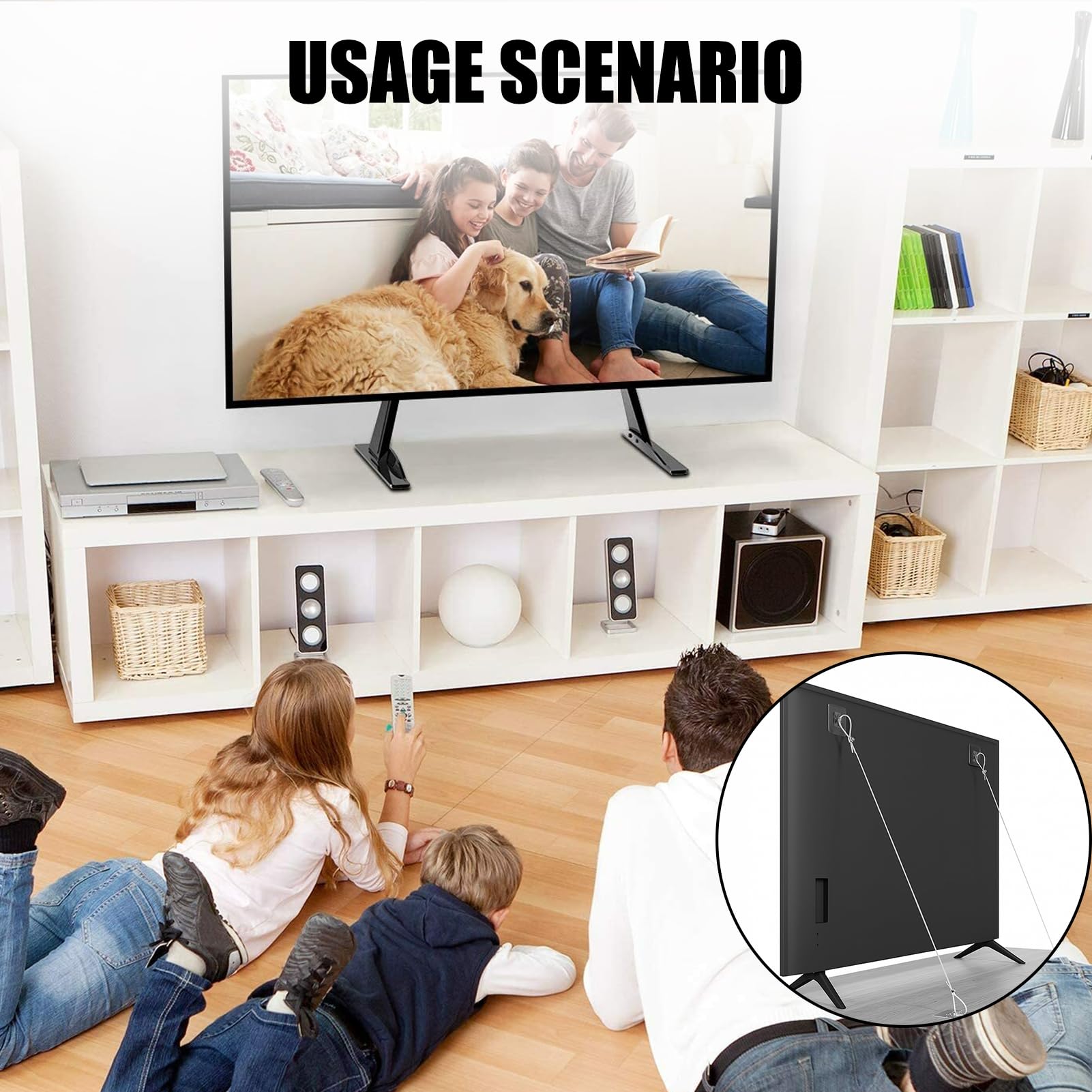 Sangles de Protection Anti-Basculement pour TV Meubles, Fixation sans Percage, Sécurité Réglable Mur/Télévision