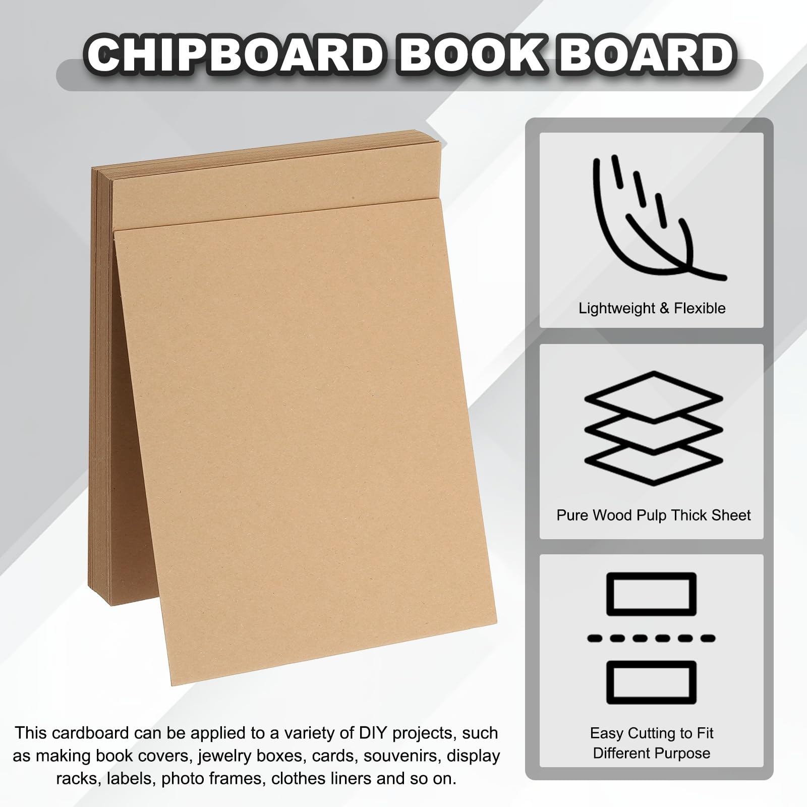 PATIKIL Chipboard Book Board, 10 x 8.5 Inch 50 PT 20 Pcs Thick Chipboard Kraft Paper Sheets Bookbinding Making Supplies Kit for Designer Craft Book Binding Cover Backing Craft, Wood - Image 3