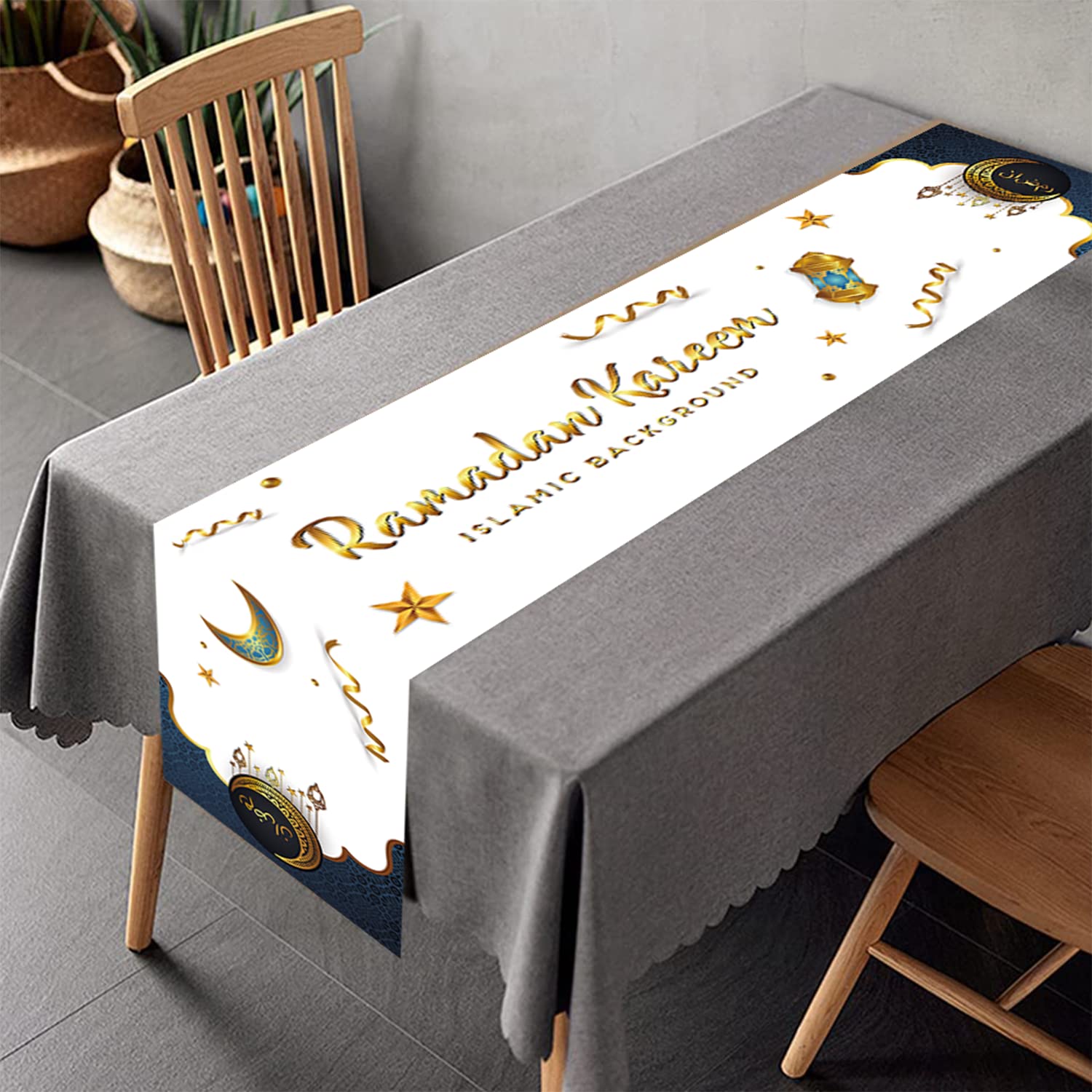 CutitiUU 180 x 35 cm Eid Ramadan Mubarak tafelloper, Eid CutitiUU 180 x 35 cm Eid Ramadan Mubarak tafelloper, Eid