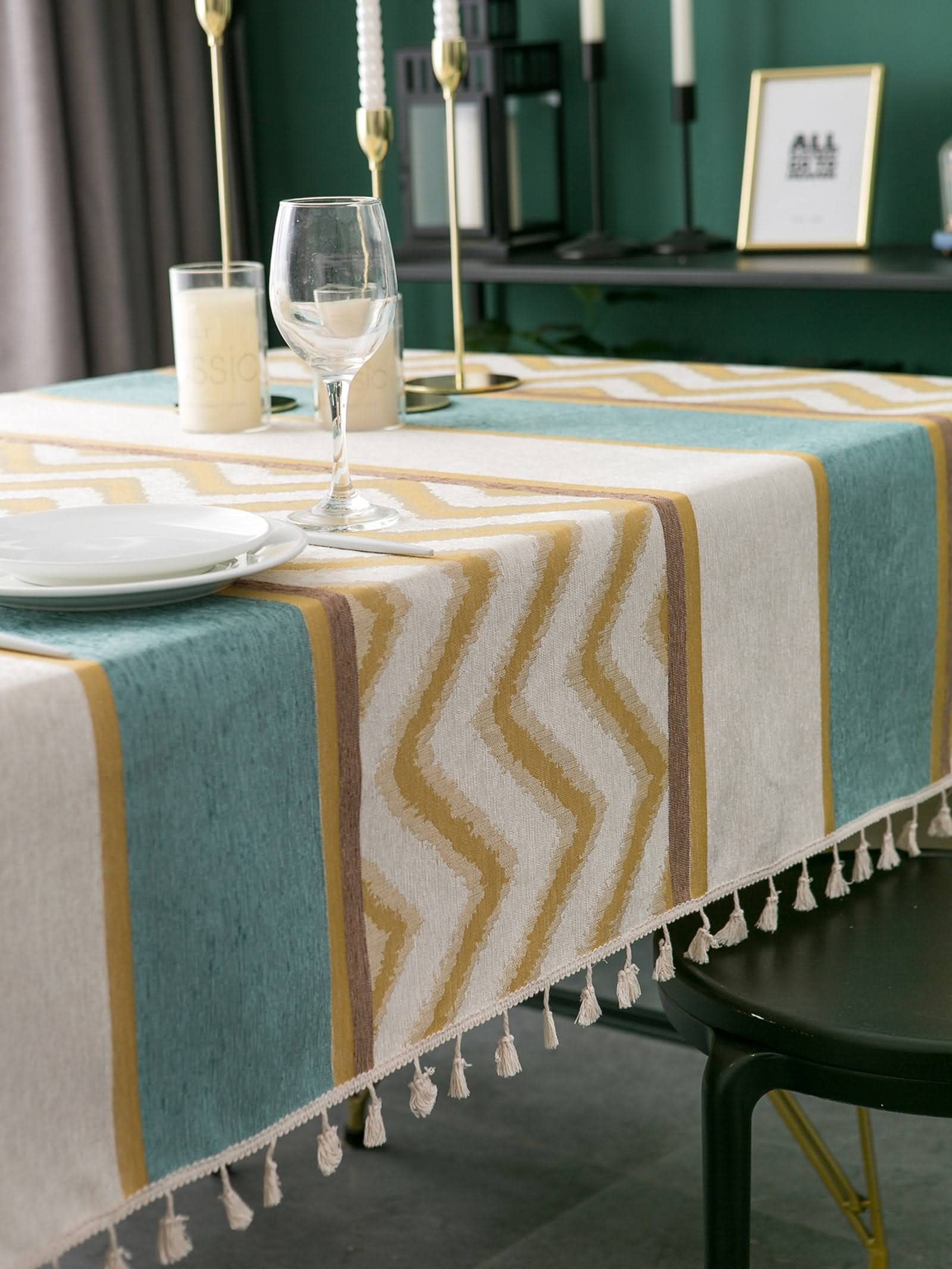 Tovaglia Antimacchia Cucina Tovaglie Rettangolari Colorate Ciniglia Flanella Jacquard Cotone Impermeabile Copri Tavolo Rettangolare Soggiorno Poliestere Giallo 140X160Cm