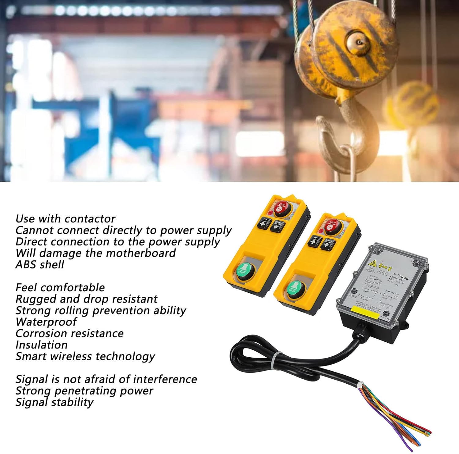 YU-2S Industrial Remote Control, ABS Hoist Crane Remotes Controller, Waterproof Hoist Crane Remote Control for Bridge Cranes (DC 36V)