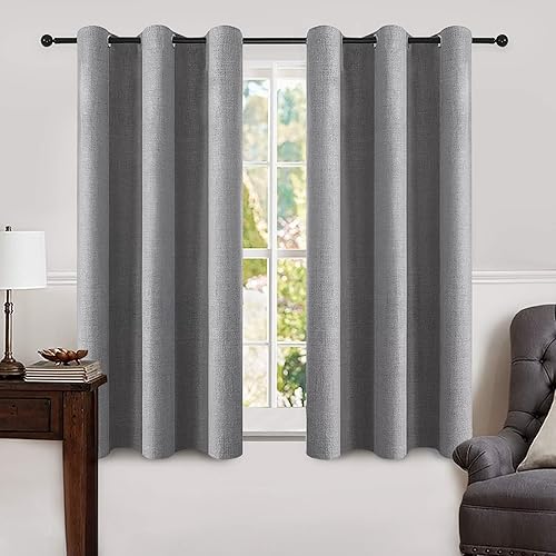 Vista 130 de MIULEE - Cortinas blancas opacas con textura de lino para dormitorio o guardería, con aislamiento térmico, con ojales, para sala y decoración, 52 x