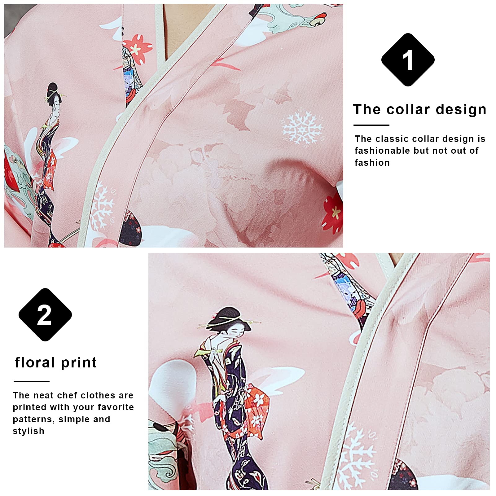 Chaqueta de Chef Kimono Impresión de Estilo Japonés Camarero Uniforme de Trabajo de Cocinero