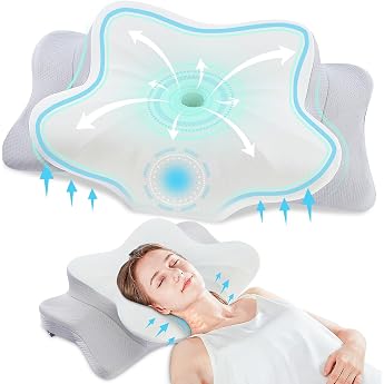 DONAMA Memory Foam Neck Pillow, Ergonomic, Pillow with Arm Rest & Two Heights, Cooling & Breathable, 6-Zone Contour, Neck Sup