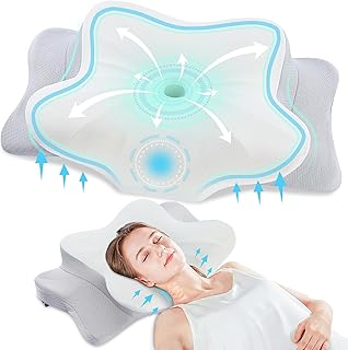 DONAMA Memory Foam Nackenkissen Ergonomisch, Kopfkissen mit Armauflage & Zwei Höhen, Kühlend & Atmungsaktiv, 6-Zonen-Kontur, Nackenstützung für alle Schlafpositionen