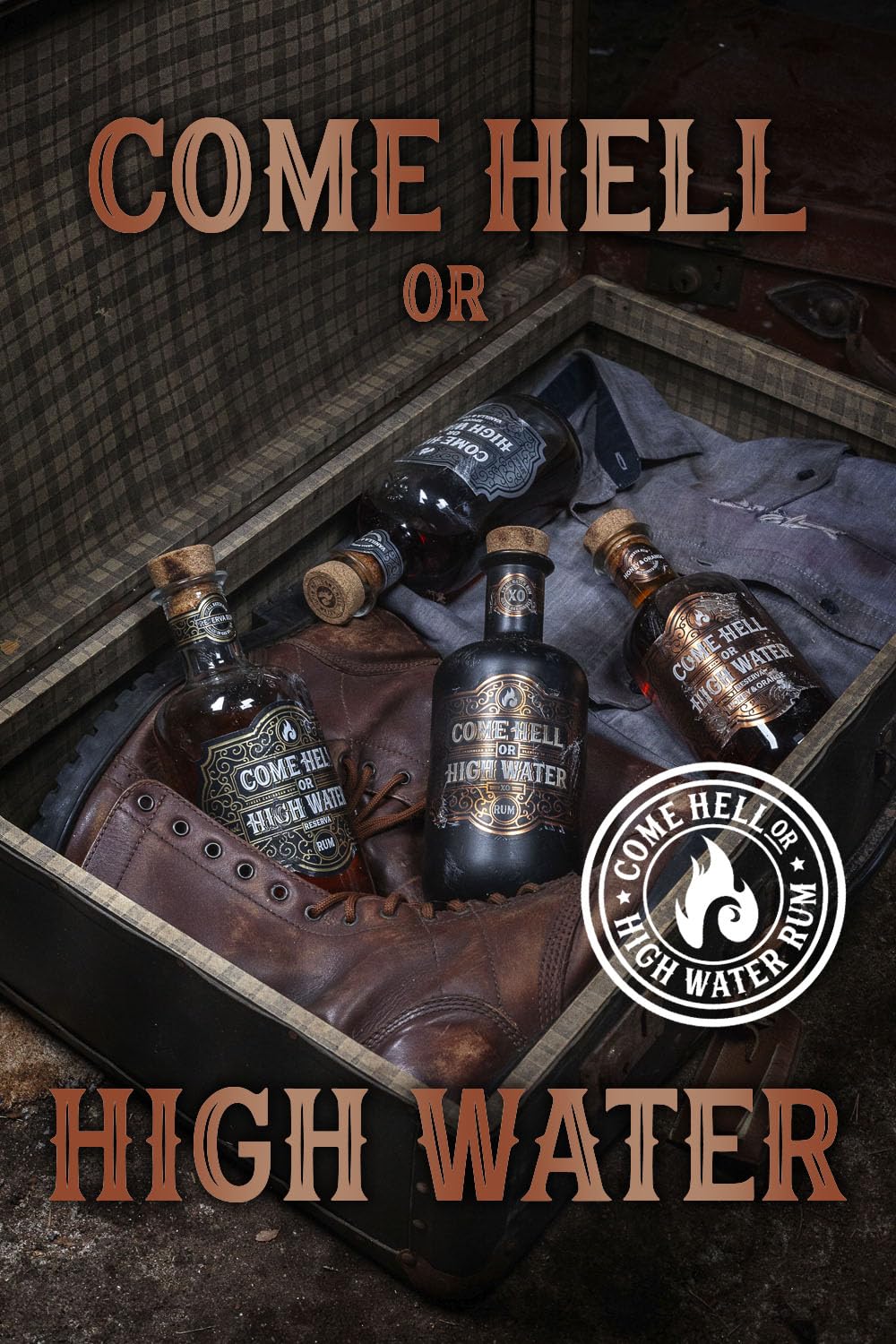 Come Hell or High Water XO Rum – 15 Jahre alter Premium Dark Rum im Geschenkset inklusive Kristallglas – 70 cl, 40% Vol. – Pur oder „On the Rocks“ genießen – Premium-Alkohol für anspruchsvolle Genieß