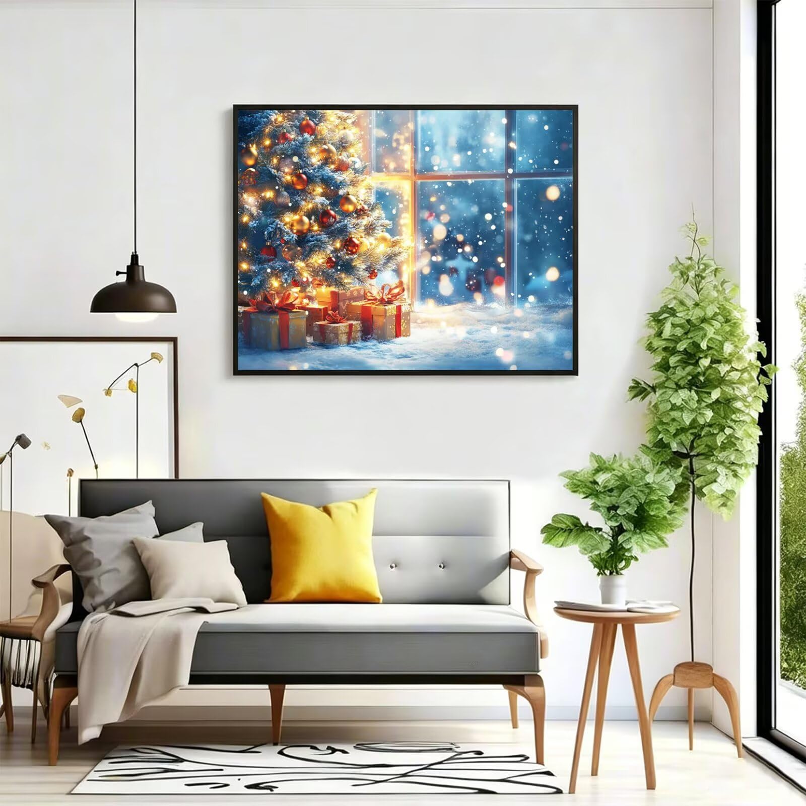 Pintar por Numeros Árbol de Navidad Pinturas Acrilicas invierno Pintura por Numeros Lienzos para Pintar, Pintura Acrilica Manualidades, Decoración Hogar, Regalos Cumpleaños, 90x120cm Sin Marco, q-788