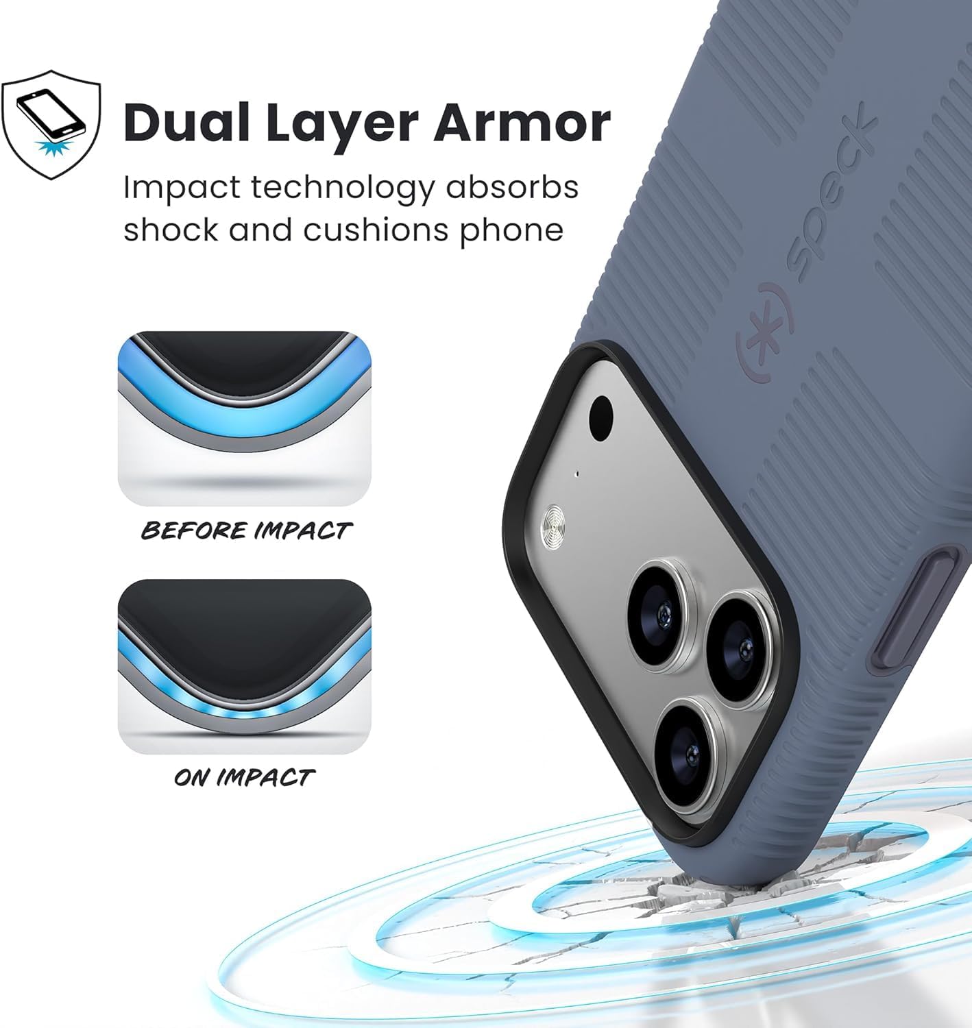 Speck CANDYSHELL Grip +MS Case for iPhone 17 Pro Max - Mystery Blue/Faded Denim | Slim Protective Grip | Drop Protection | MagSafe Compatible