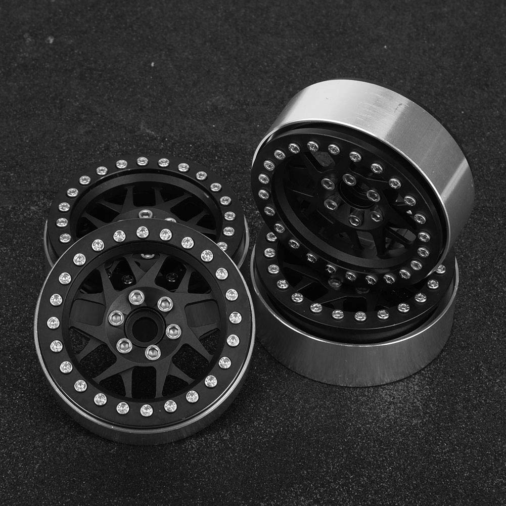 plplaaoo RC Beadlock Llanta Hubs Universal Metal Durable Conducción Estable para 1/10 Control Remoto Crawler Car Color Plata 63 mm Diámetro 4 Piezas Set