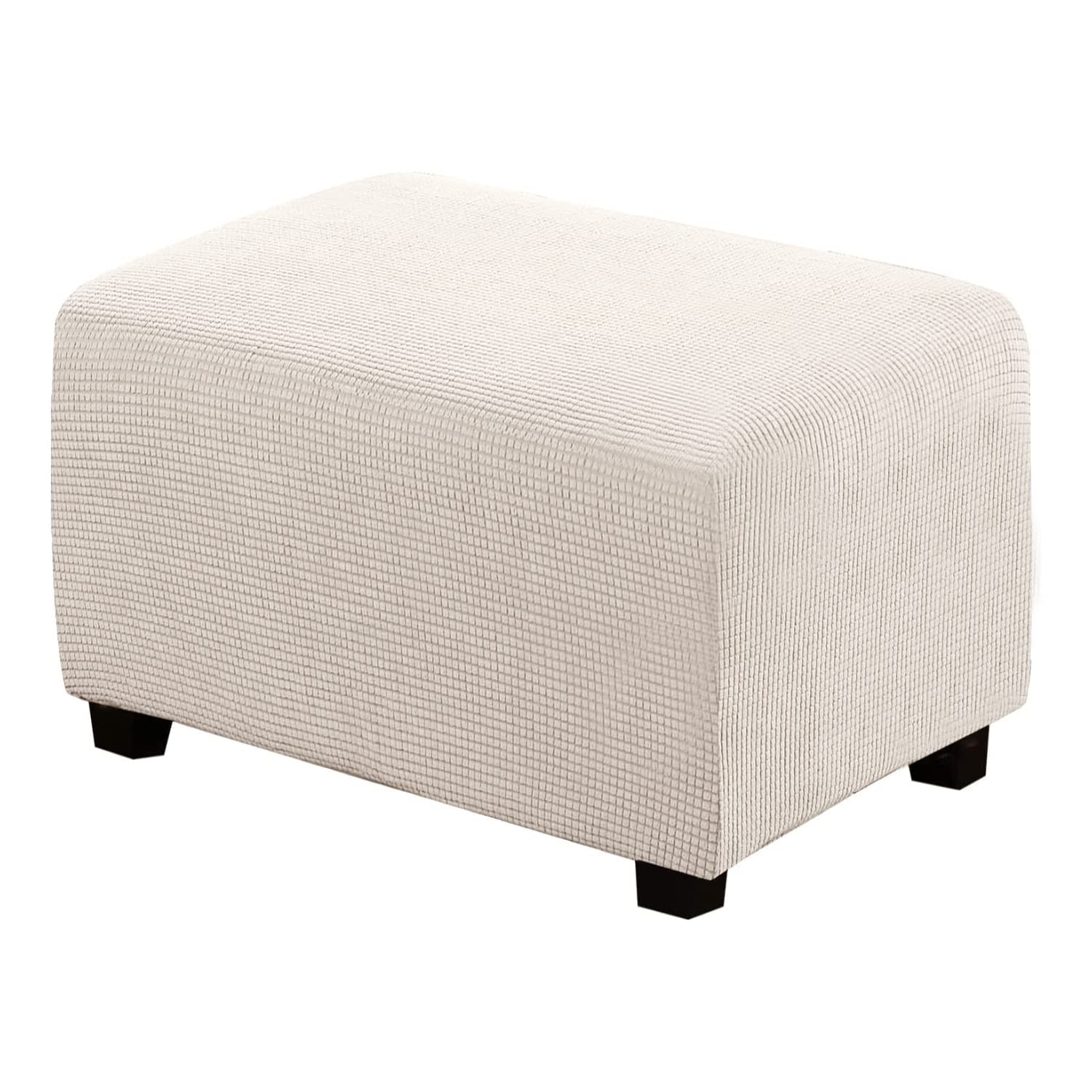 H.VERSAILTEX Ottoman Cover Slipcover Rectangle Fit Length 29"-34" Footrest Sofa Slipcovers Stool Cover Footstool Protector Covers Feature Stretch