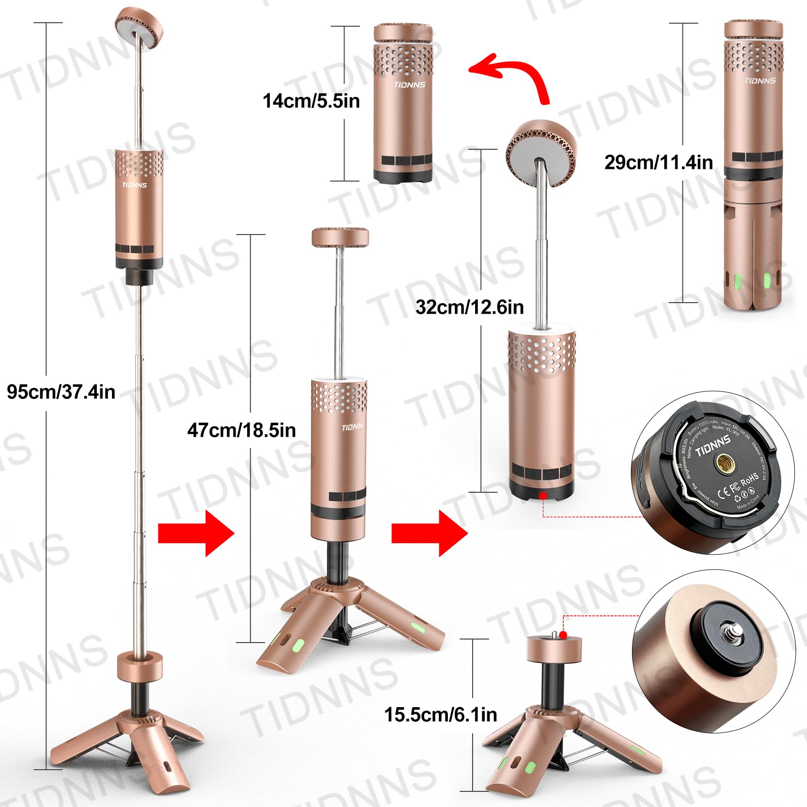 Wiederaufladbare Campingleuchten mit Ständer, Pro Roségold