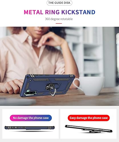 Miniatura 3 de Funda para Samsung Galaxy Note 10, Note10 con protectores de pantalla HD, soporte de anillo de metal de grado militar con soporte de 15 pies, a