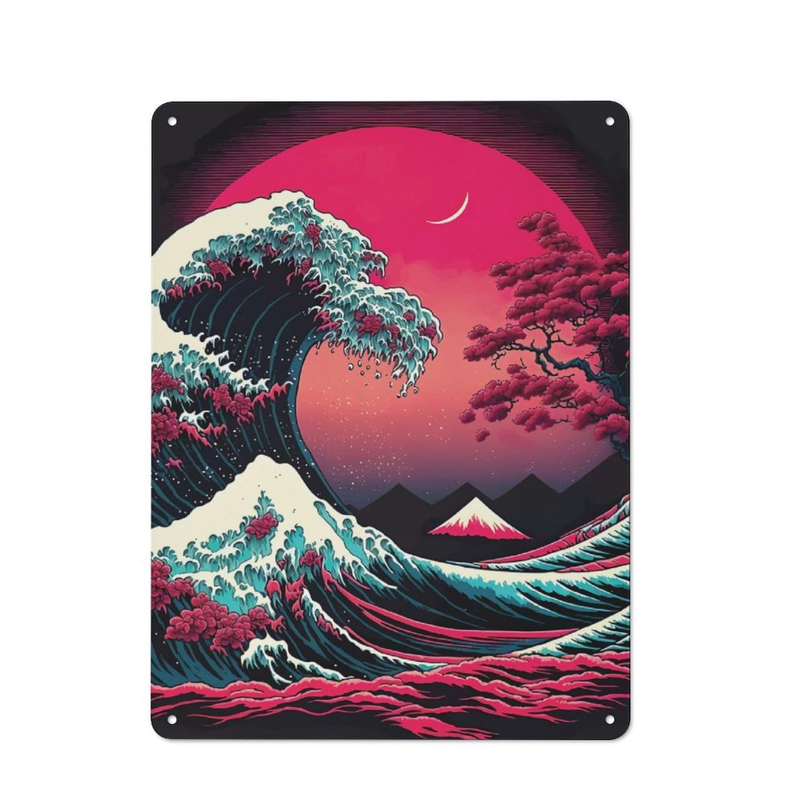 The Great Wave Farmhouse Metal Sign 40x30cm, Rustic Cottage Wall Art for Cottage, Kitchen, Hallway Or Breakfast Nook