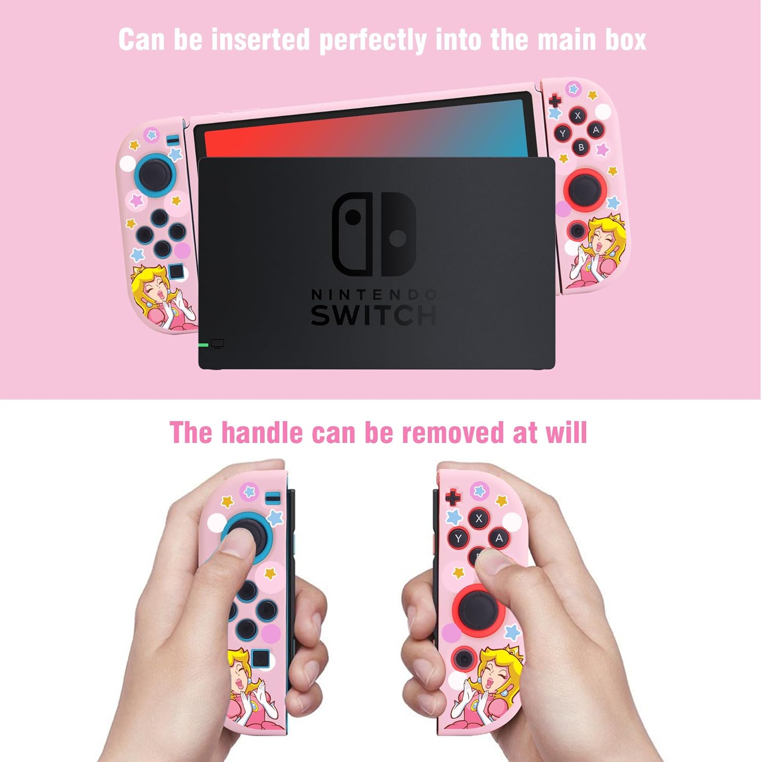 Xcitifun Protective Case Compatible with Switch OLED TPU Cases for Girls Boys Kids Cartoon Cute Kawaii Switch 2021 Protect Shell Designed for OLED Cover - Pink Princess - Image 4
