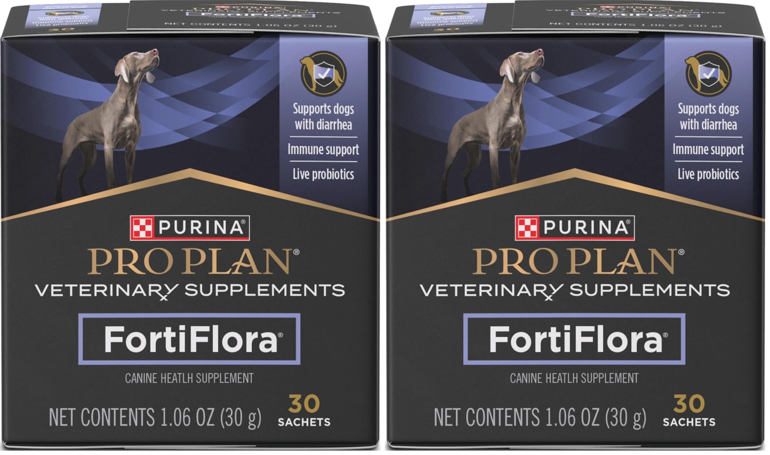 Purina Pro Plan Veterinary Supplements FortiFlora Daily Probiotics for Dogs,Helps Digestive Gut Health and Diarrhea - 30 ct. Box,(Pack of 2) 60 Count (2.12 oz)