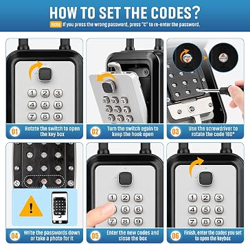 Portable Key Lock Box, Waterproof Sturdy Lock Box for Keys with Code, Hide a Key Outside, 12-Digit Combination Lockbox Resettable Code Key Safe for Home, Office, Apartment, Warehouse