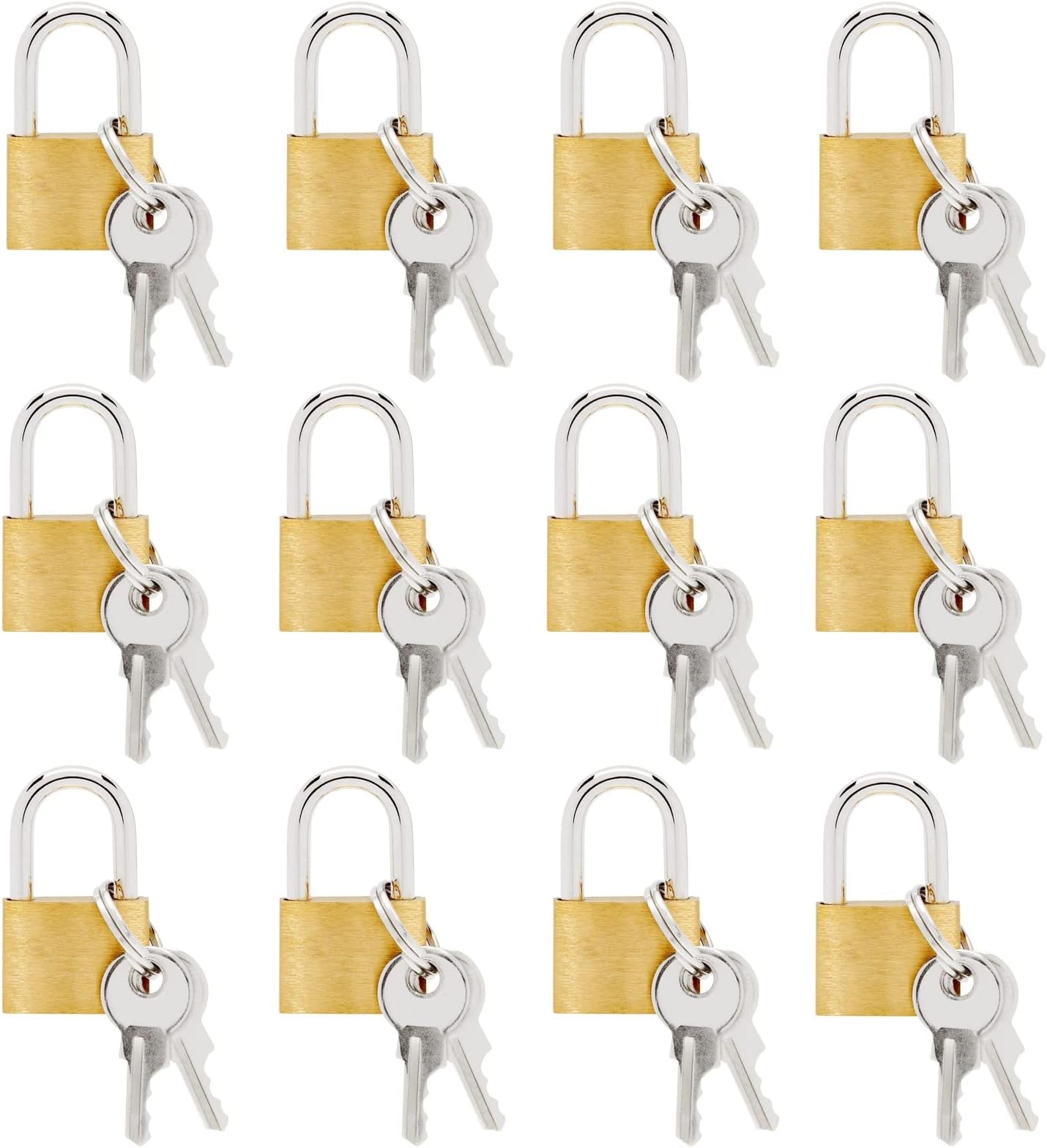 12 Pack Small Locks with Keys, 12-Pack of Mini Padlocks for Luggage, Backpacks, Gym Bags, Jewelry Box, Diaries