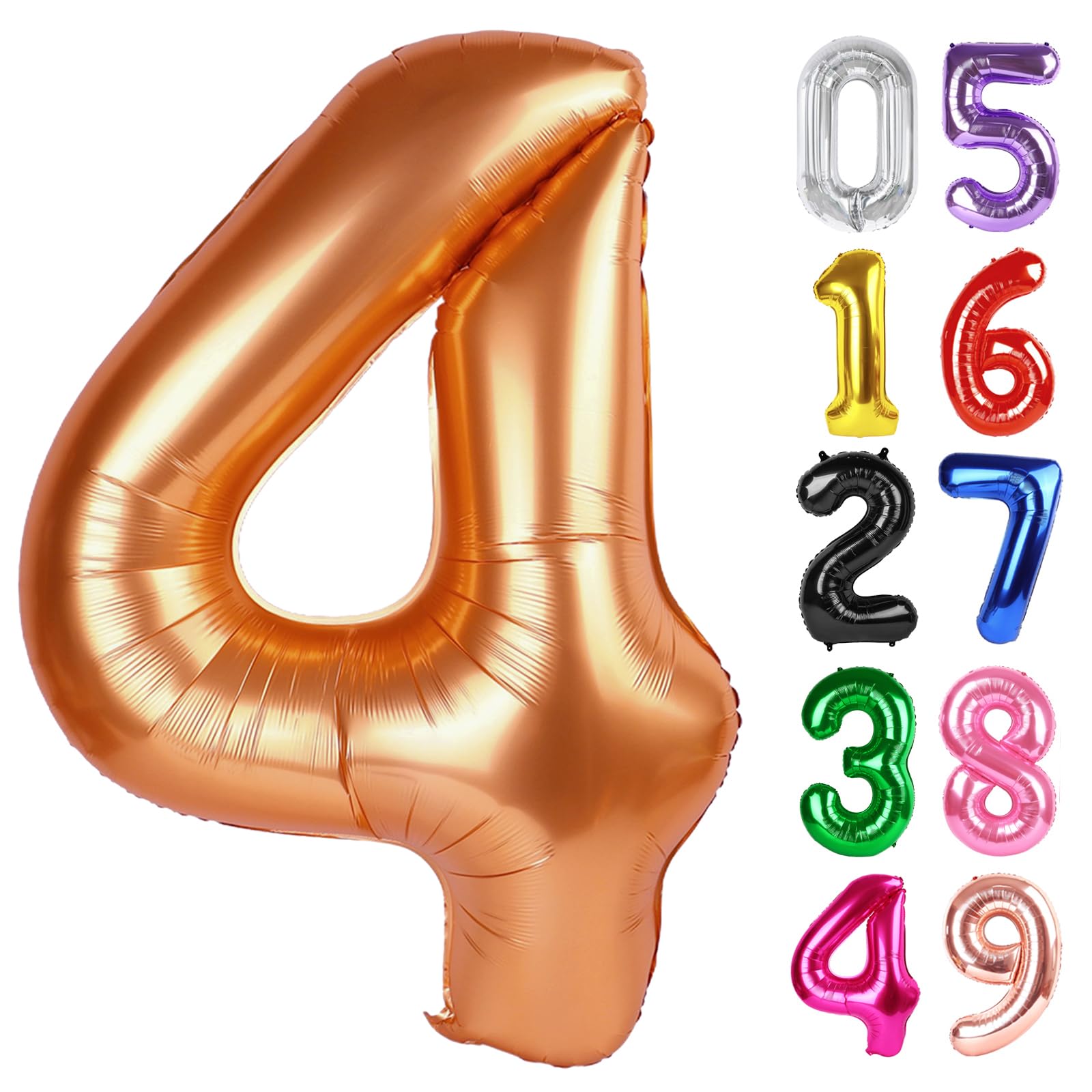 Orange Number 4 Balloon 40 Inch, 4th Birthday Party Decorations Men Women