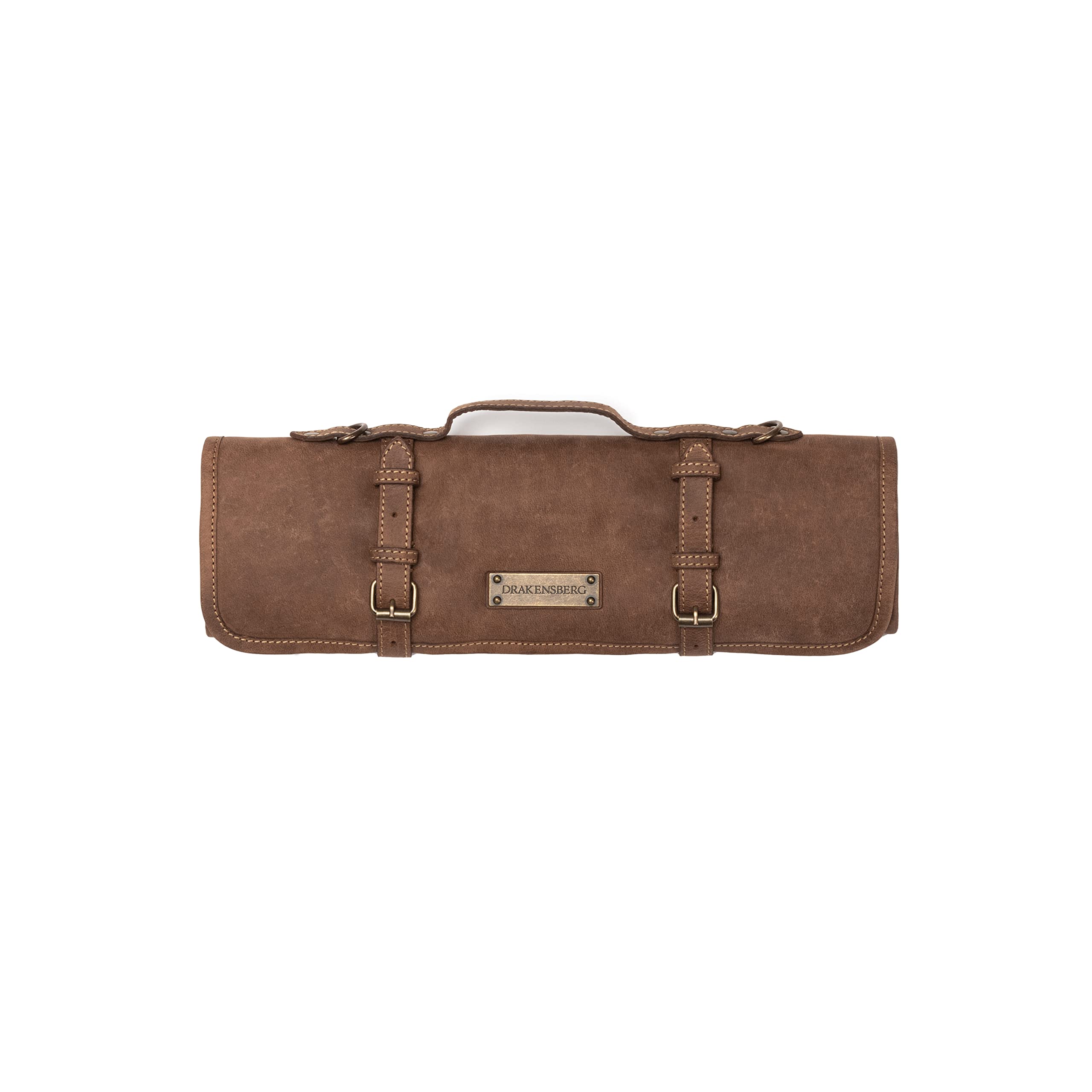 DRAKENSBERG Sac à Couteaux « Blade » – Étui Universel pour Couteaux de Chef Nobles, pour cuisiniers Professionnels, Formation et Passe-Temps, Durable en Cuir de Buffle, Marron Havane, DR00388