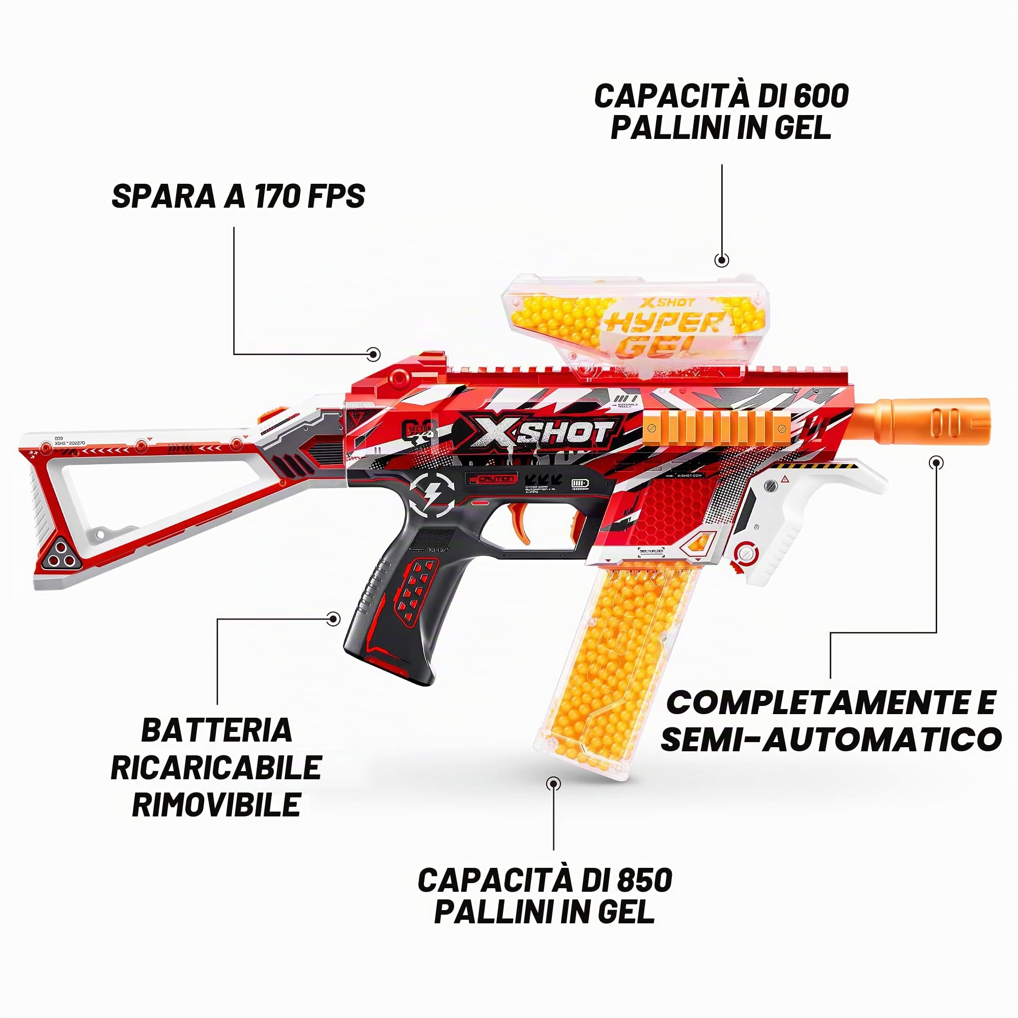 Zuru XSHOT Pistola giocattolo Hyper Gel Trace Fire 170 fps